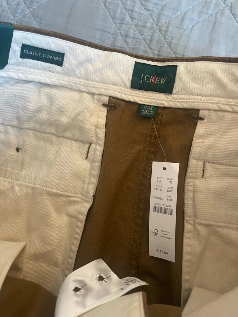 J. CREW Broken-in Straight pant in stretch‎ corduroy in Duckwood SZ 34 NWD CM717
